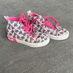 Girls Pink Kids High-Top Sneakers STITCH Print